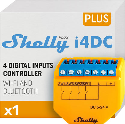 Shelly · Incasso · “Plus i4 DC” · Attivatore di scene · WLAN · BT